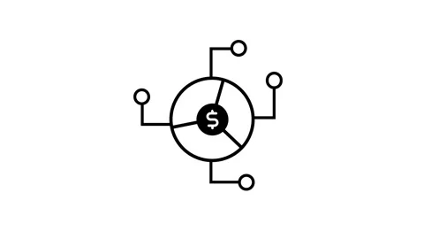 Animated financial concept icon with dollar sign and connecting points on w.. Stock Footage 259559545