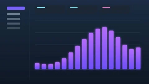 Animated financial data bar chart showing fluctuation in neon 4K Vídeo Stock 336826398