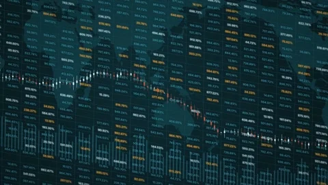Animated financial data wall with shimmering percentage figures Stock Footage 346884348