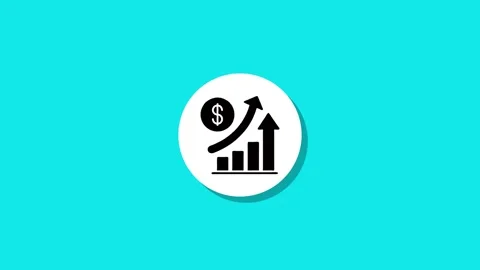 Animated financial growth chart with dollar coin and upward arrow on a whit.. Stock Footage 327762519