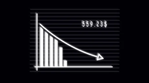 Animated financial loss bar graph chart business recession market crash min.. Stock Footage 321444757