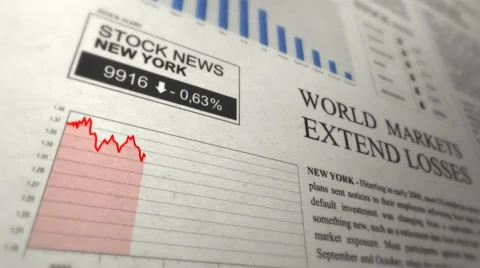 ANIMATED FINANCIAL NEWSPAPER Stock Footage