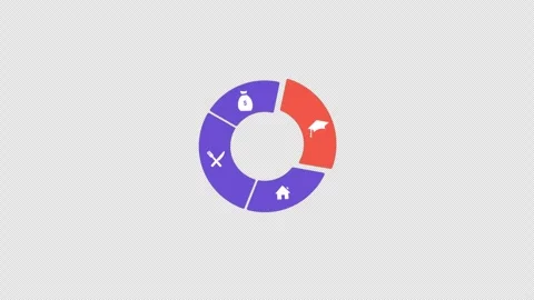 Animated Financial Pie Chart and Icons - Transparent Stock Footage 341077946