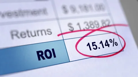 Animated Financial Report with a Focus on Return on investment (ROI) Percentage Stock Footage 243577392
