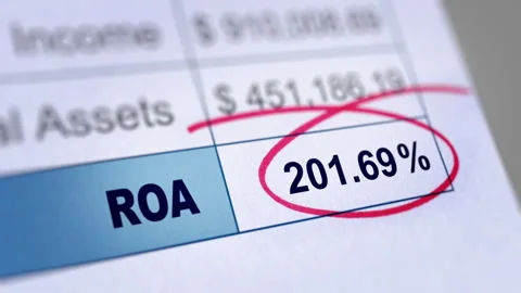 Animated Financial Report with a Focus on Return on assets (ROA) Percentage Stock Footage 243738561