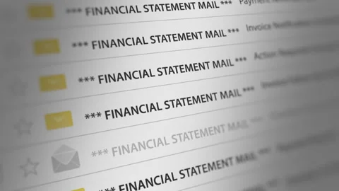 Animated Financial Statement E-Mail on Webmail Stock Footage 243260432