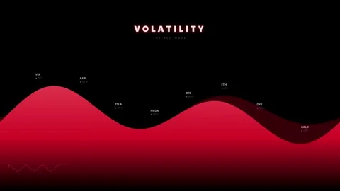 Animated financial volatility graph with red wave motion Stock Footage 345344340