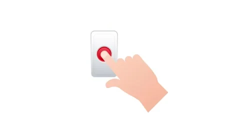 Animated finger pressing a red button on white and green screen Stock Footage 337968002