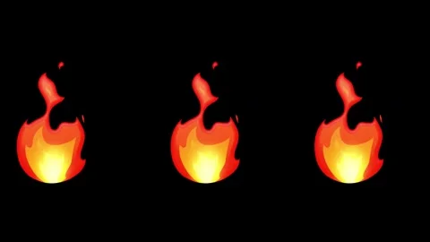 Animated fire animation with stylized flames on black background Stock Footage 329406616