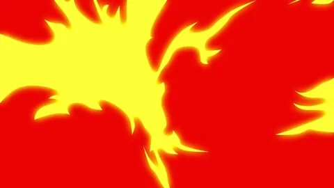 Animated fire explosion blast with yellow flames and sparks on green screen back Stock Footage 331915750