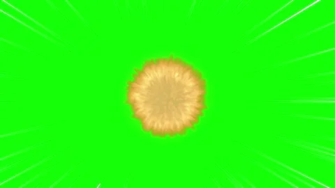 Animated fire explosion on green background with dynamic lines Stock Footage 338216174