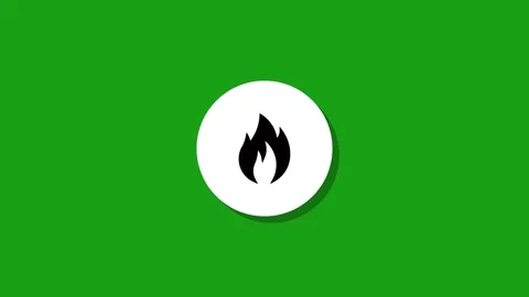 Animated fire icon appears on a white circle on a green screen background d.. Stock Footage 327762598