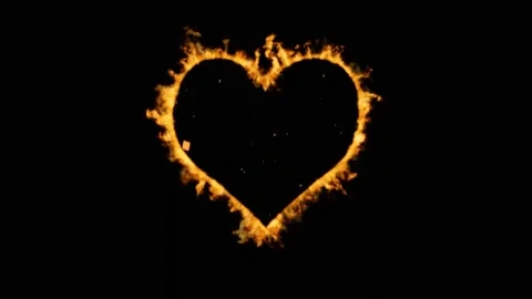 Animated Fire Love black screen Stock Footage 231863468