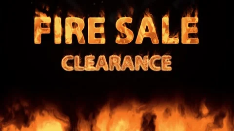 Animated Fire Sale Clearance Text with Burning Ground Flames Stock Footage 341642941