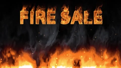 Animated Fire Sale Text with Burning Flames and Smoke on Stock Footage 339398663