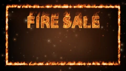 Animated Fire Sale Text with Burning Frame and Floating Particles Stock Footage 339528579
