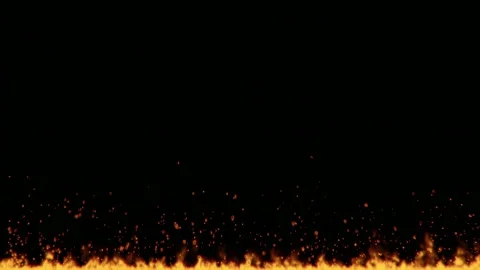 Animated fire sparks and flames along bottom edge on black background, back.. Stock Footage 342042833