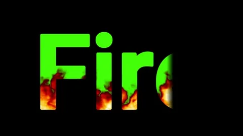 Animated fire text effect featuring glowing flames consuming green typography Stock Footage 344647141