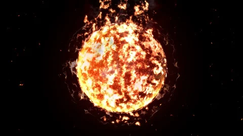 Animated fireball with black background Stock Footage 128645786