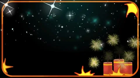 Animated firecracker celebration background with glowing stars with starry Stockbeeldmateriaal 345130453