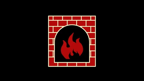 Animated FIREPLACE icons in thin line style Stock Footage 321315436
