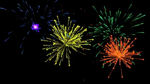 Animated Fireworks on Alpha Stock Footage