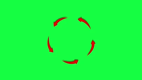 Animated Five Red Rotating Arrows Circle Loop Green Screen Stock Footage 341780046