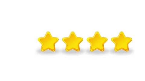 Animated five star rating icons moving dynamically against white and green .. Stock Footage 334093587