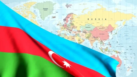 Animated Flag of Azerbaijan with a Pin on a Worldmap - 25 FPS Stock Footage 88355660