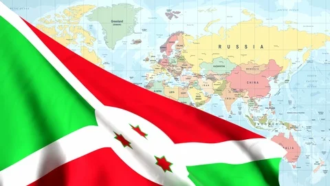 Animated Flag of Burundi With a Pin on a Worldmap - 25 FPS Stock Footage 87959641