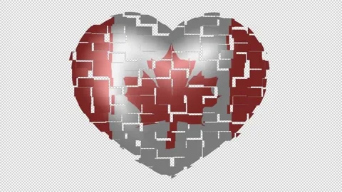 Animated flag of Canada in heart shape on a blank background. Stock Footage 147310794