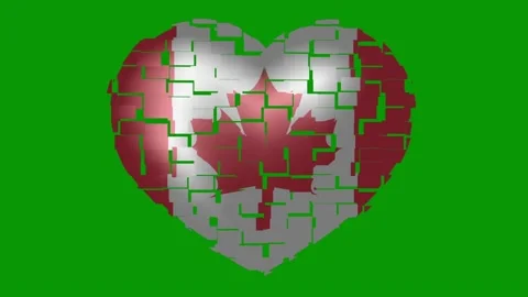 Animated flag of Canada in heart shape on a green background. Stock Footage 147572859