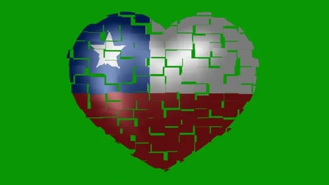 Animated flag of Chile in heart shape on a green background. Stock Footage 147572856