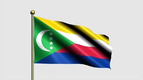Animated flag of Comoros(Transparent BG Comoros flag animation) Stock Footage 171408927