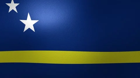 Animated flag of Curacao waving in the wind with a detailed fabric texture and Stock Footage 346000119