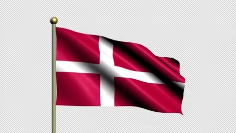 Animated flag of 	Denmark(Transparent BG 	Denmark flag animation) Stock Footage 171410323