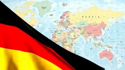 Animated Flag of Germany With a Pin on a Worldmap - 29.97 FPS Stock Footage 87190362