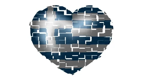 Animated flag of Greece in heart shape. Flag of Greece animated banner. Stock Footage 146218289