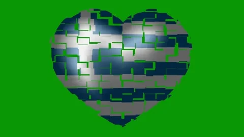 Animated flag of Greece in heart shape on a green background. Stock Footage 148026176