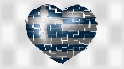 Animated flag of Greece in heart shape on a empty background. Stock Footage 148026281