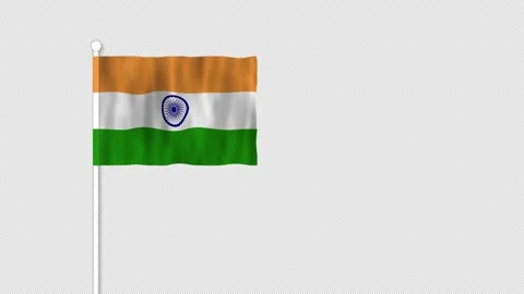 Animated Flag Of India On Pole With Tran... | Stock Video | Pond5