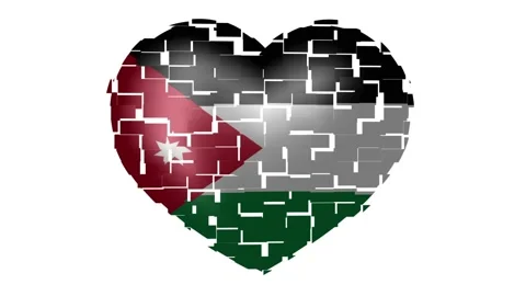 Animated flag of Jordan in heart shape. Flag of Jordan animated banner. Stock Footage 146218328
