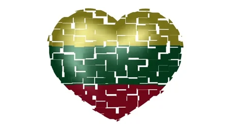 Animated flag of Lithuania in heart shape. Flag of Lithuania animated banner Stock Footage 146184436