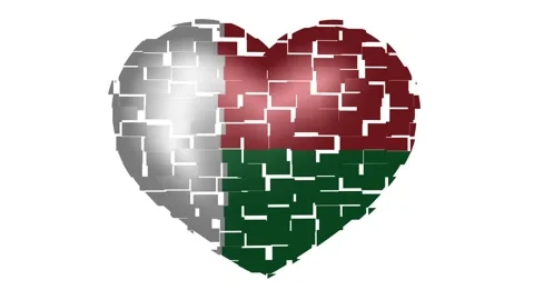 Animated flag of Madagascar in heart shape. Flag of Madagascar animated bann Stock Footage 146218332
