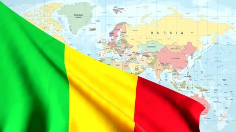 Animated Flag of Mali with a Pin on a Worldmap - 25 FPS Stock Footage 88194170