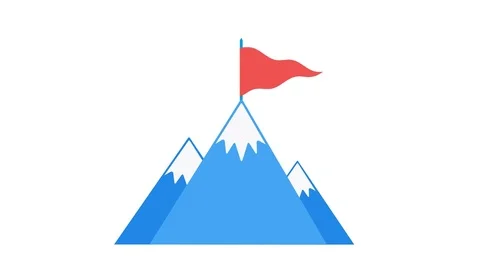 Animated Flag on Mountain Icon Stock Footage 79053772