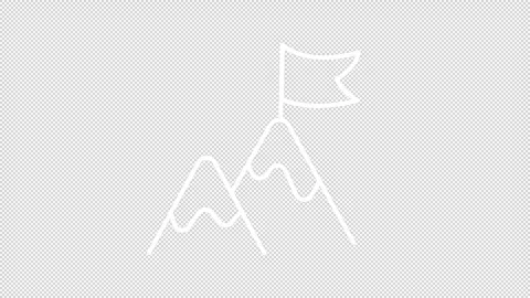 Animated flag on mountain peak white line icon Stock Footage 346718601