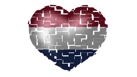 Animated flag of Netherlands  in heart shape. Flag of Netherlands animated b Stock Footage 146184424