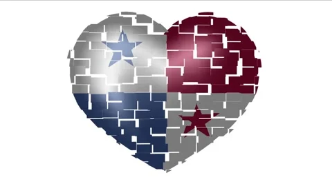 Animated flag of Panama in heart shape. Flag of Panama animated banner. Stock Footage 146597671