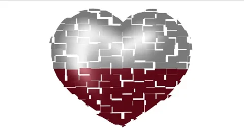 Animated flag of Poland in heart shape. Flag of Poland animated banner. Stock Footage 146634826